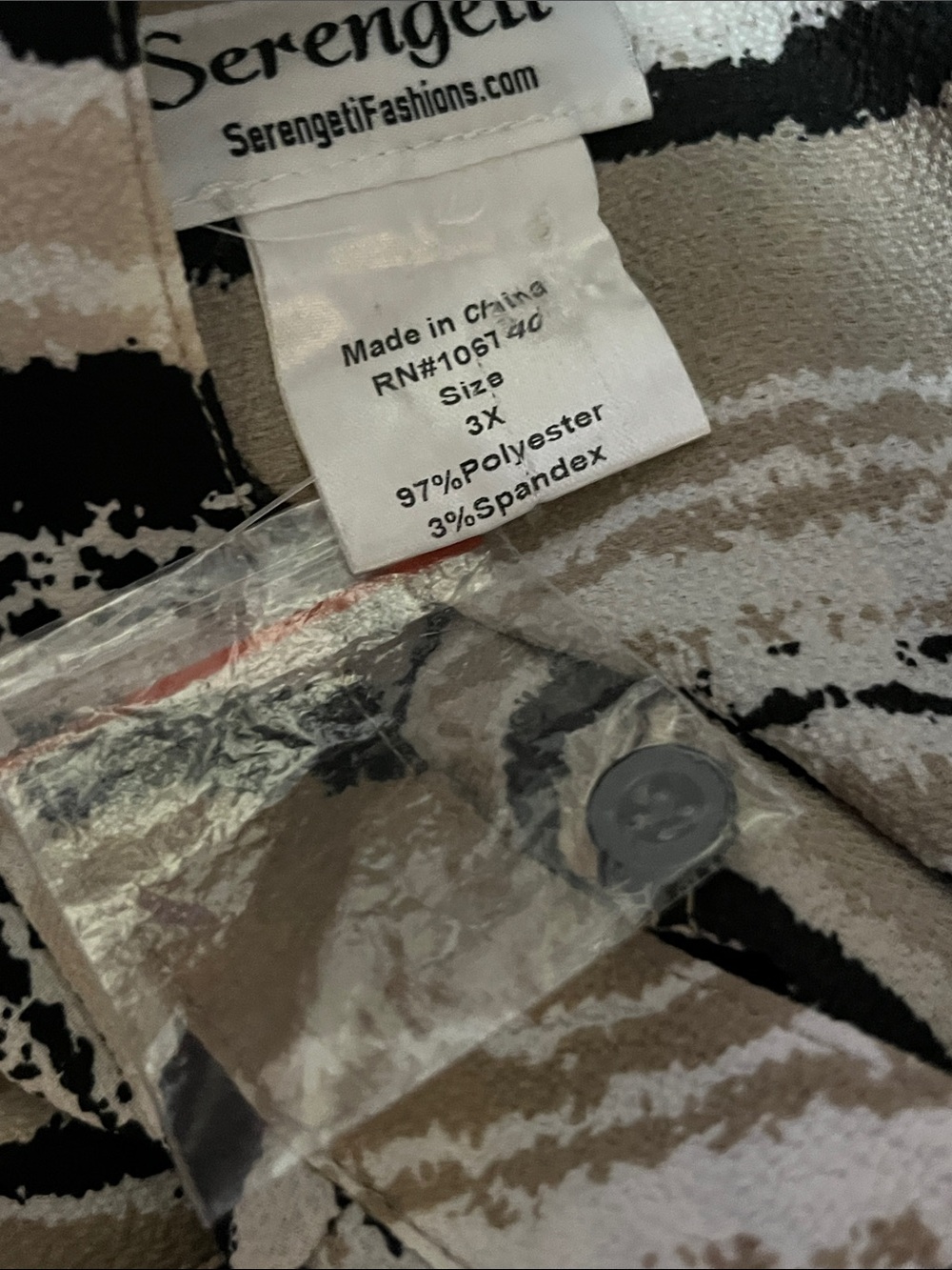 Serengeti Beige Black White Striped Print Blouse - Picture 6 of 10